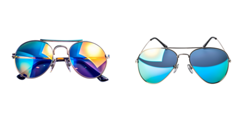 Stylish Aviator Sunglasses with Mirrored Lenses Reflecting Unique Color Patterns
