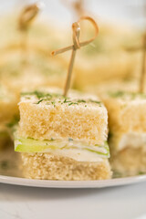 Mini Cucumber Sandwiches with Cream Cheese Spread