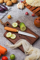 photo of a kitchen knife specifically for cutting vegetables and fruit, mirror and satin knife material