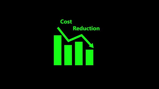 cost reduction graphics and digital icons, illustrating financial analysis and strategic management in a professional context.