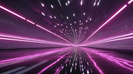 Colorful light tunnel creates a vibrant and dynamic visual experience for viewers in an urban setting at night