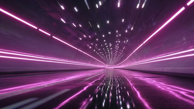 Colorful light tunnel creates a vibrant and dynamic visual experience for viewers in an urban setting at night