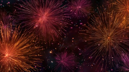 Fototapeta premium Colorful fireworks display lighting up the night sky during a celebration with vibrant bursts and shimmering sparks
