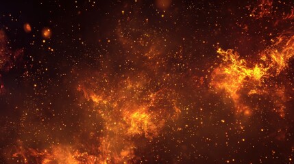 Dynamic fiery textures create a vivid visual experience against a dark backdrop, showcasing warmth and energy in a cosmic setting