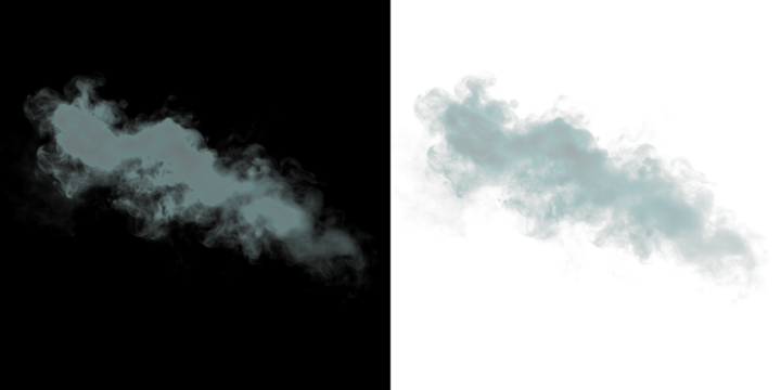 Soft teal smoke overlay on contrasting black and white backgrounds, creating a mystical atmosphere for design projects and artistic expressions with copy space