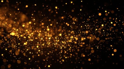Golden particles shimmer in the air during a celebration at night as dazzling sparks blend in a vibrant display