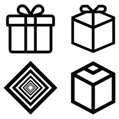 A vector set of colorful holiday gift boxes with ribbon bows and a gift box icon for Christmas, birthday, or anniversary celebration design