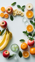 Fresh Fruits Arrangement with Oranges, Apples, Bananas & Mint - Healthy AI