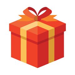 Red gift box with a bow and ribbon, a surprise present for Christmas or a birthday celebration