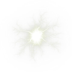 Abstract electric energy burst with intricate branching lines radiating from a central bright point, creating a dynamic visual effect for creative projects and designs