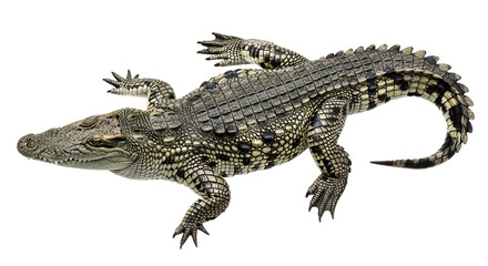 Obraz premium Crocodile Walking Forward Detailed Scales and Texture Natural Color on Transparent Backdrop Image