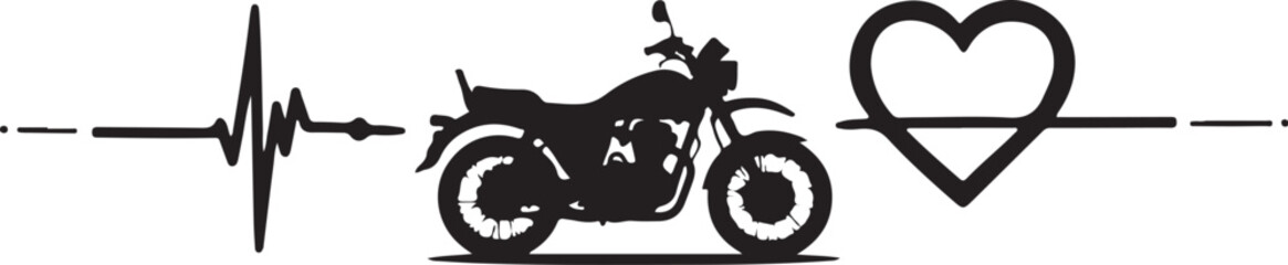 Motorcycle heartbeat and heart graphic electrocardiogram