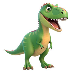 Fototapeta premium 3D Cartoon style illustrations, A Giganotosaurus with its mouth open wide, isolated on a transparent background