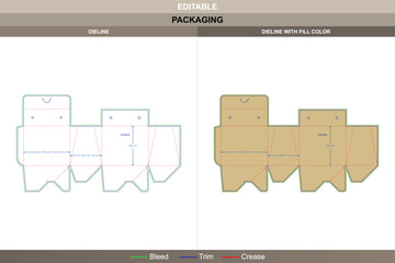 Auto lock bottom tuck end box dieline in a professional vector format for fast printing and strong packaging hold with clear folding points and structured die line detail