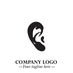 Elegant Ear Logo Symbol in Black on White Background with Minimalist and Modern Design