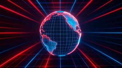 A stunning digital globe surrounded by vibrant lights, symbolizing global connectivity and technological advancement. - Powered by Adobe