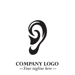 Elegant Ear Logo Symbol in Black on White Background with Minimalist and Modern Design
