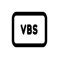 Illustration of a rounded rectangle with the letters v b s in bold black font centered inside the shape design