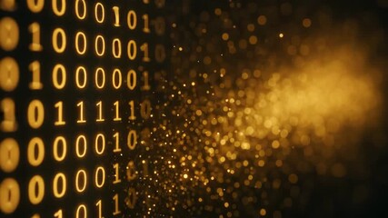 Abstract representation of binary code with glowing particles, illustrating the digital world and technology's evolution. - Powered by Adobe