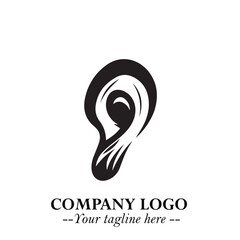Elegant Ear Logo Symbol in Black on White Background with Minimalist and Modern Design