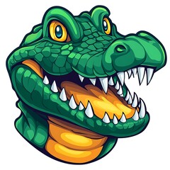 Obraz premium Cartoon Alligator Head with Big Yellow Eyes and Open Mouth Keywords: alligator, crocodile,... photo