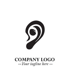 Elegant Ear Logo Symbol in Black on White Background with Minimalist and Modern Design