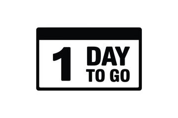 Simple black and white calendar icon showing one day remaining until event