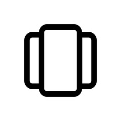 Abstract graphic featuring a central square with rounded corners and overlapping shapes design element