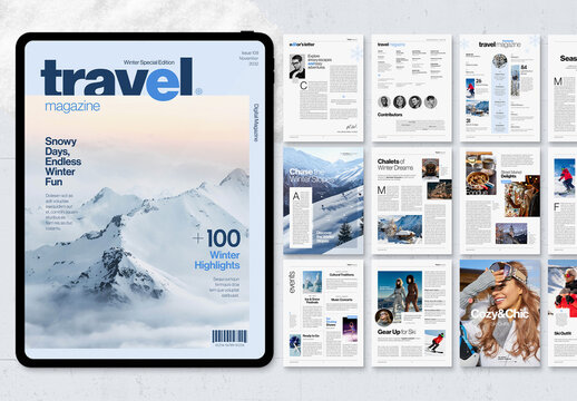 Digital Winter Travel Magazine Template