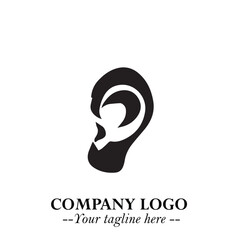 Elegant Ear Logo Symbol in Black on White Background with Minimalist and Modern Design