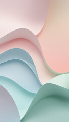 AI Pastel Waves: Abstract Paper Cutout Layers in Soft Hues and Gentle Curves