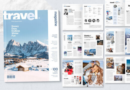 Winter Travel Magazine Template