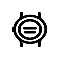 Illustration of a smartwatch with a round face and two horizontal lines displayed on the screen device