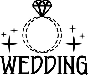 Wedding typography design on plain white transparent isolated background for card, shirt, hoodie, sweatshirt, apparel, tag, mug, icon, poster or badge