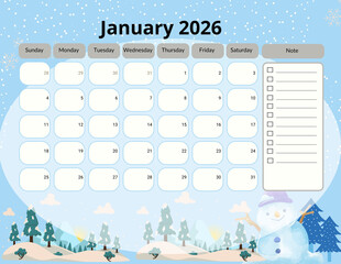 January calendar 2026