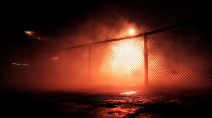 Orange smoke effect around the fight stage , action mood.