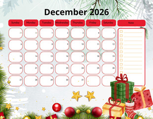 2026 Monthly calendar, Pastel seasonal 