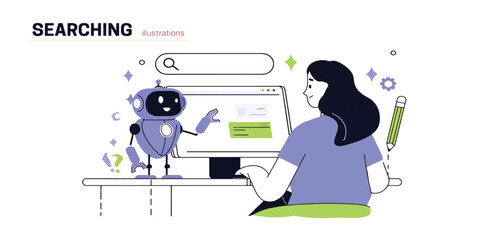 AI Chatbot Assistant Helping User with Online Search and Digital Information Retrieval
