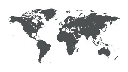 Obraz premium Dark gray world map silhouette on white background