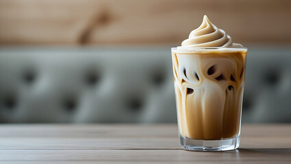 Iced Coffee with Whipped Topping in a Glass - AI Generated