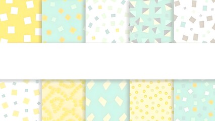 Assortment of Diverse Pastel Geometric and Abstract Seamless Patterns for Design Background