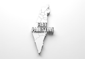 Map with free Palestine 3d