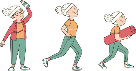 Happy kids running and smiling cartoon illustration