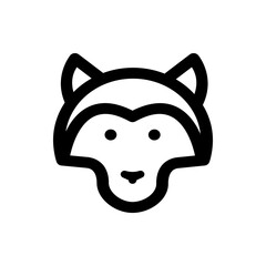 Illustration of a stylized wolf head with rounded features and bold black outlines on a white background