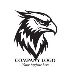 Fototapeta premium Head of Eagle Logo Symbol in Black on the White Background with Strong Elegant Design
