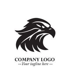 Fototapeta premium Head of Eagle Logo Symbol in Black on the White Background with Strong Elegant Design
