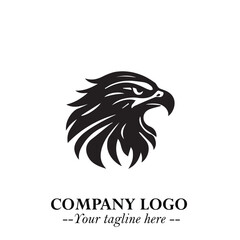 Fototapeta premium Head of Eagle Logo Symbol in Black on the White Background with Strong Elegant Design