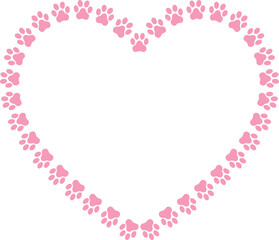 Pink cute paw frame isolated on white