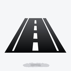 Road icon vector illustration of asphalt path with directional markings