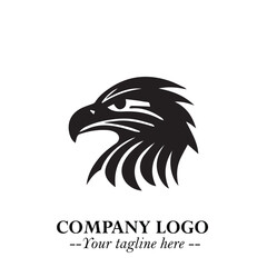 Obraz premium Head of Eagle Logo Symbol in Black on the White Background with Strong Elegant Design